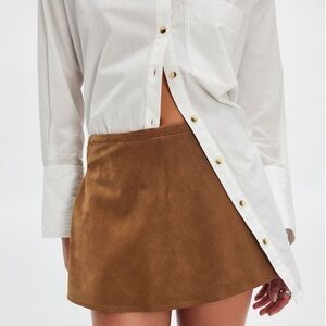 Free People We The Free Brown Mini Twee Suede Skort Women Size Medium